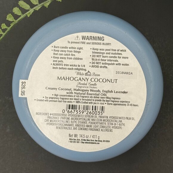 BBW Mahogany Coconut White Barn Bath & Body Works 3 Wick Candle - Picture 10 of 10